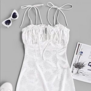 Tie Floral Jacquard Bustier Dress